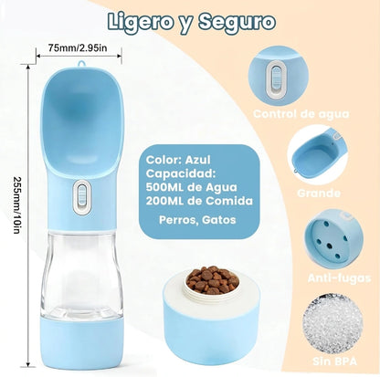 Botella Agua Mascotas 3 en 1