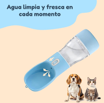 Botella Agua Mascotas 3 en 1