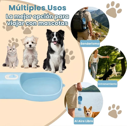 Botella Agua Mascotas 3 en 1